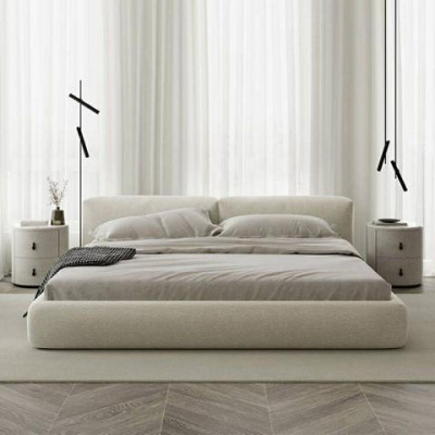 Eleganckie szare łóżko tapicerowane nowoczesny design luksusowe łóżko