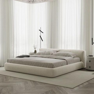 Eleganckie szare łóżko tapicerowane nowoczesny design luksusowe łóżko