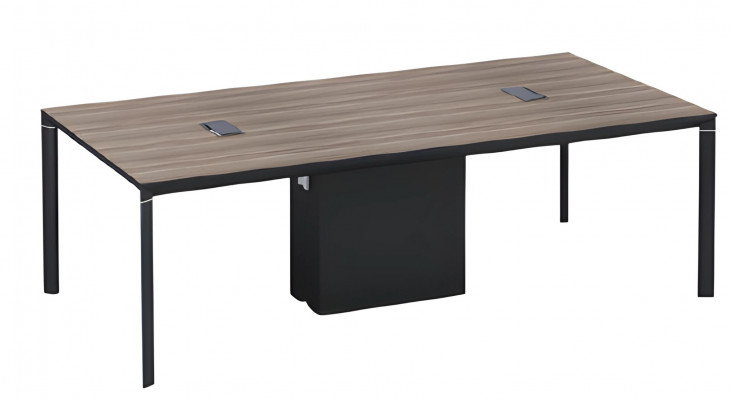 Nowoczesny czarny stół konferencyjny z zarządzaniem kablami