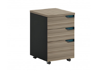 Mobilna komoda w brązowo-czarnym efekcie z 3 szufladami do biura