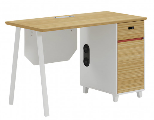 Biurko drewniane z miejscem do przechowywania i białymi nogami Nowoczesny design do biura