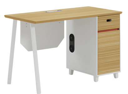 Biurko drewniane z miejscem do przechowywania i białymi nogami Nowoczesny design do biura