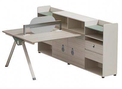 Beżowe biurko z przestrzenią do przechowywania i nowoczesnym oparciem do biura i domu