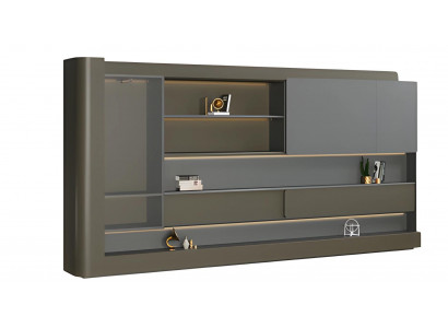 Nowoczesna czarna szafa biurowa z szarością z oświetleniem LED i miejscem do przechowywania