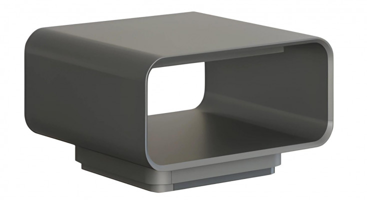 Nowoczesny stół kawowy w szarym i czarnym designie z otwartą półką w stylu minimalistycznym