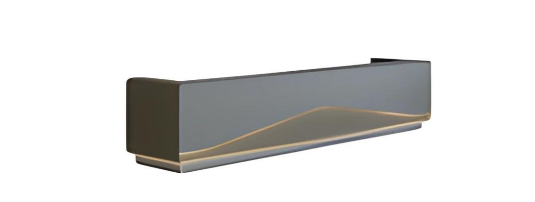 Nowoczesne biurko recepcyjne szare czarne z oświetleniem LED design minimalistyczny luksusowy