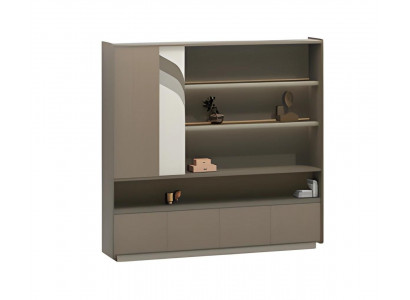 Nowoczesna brązowa szafa biurowa z półkami i szufladami do przechowywania w biurze