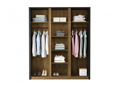 Szafa garderobiana do sypialni z drewnianym wykończeniem