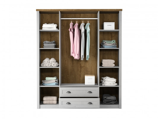 Szafa garderobiana z tkaniny z szufladami i drążkiem na ubrania