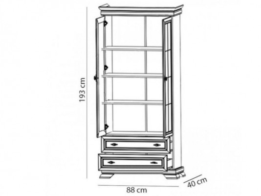 Antyczna witryna z szufladami