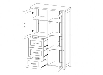 Elegancka brązowa witryna drewniana w stylu nowoczesnym