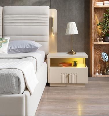 Nowoczesna szafka nocna z oświetleniem do sypialni