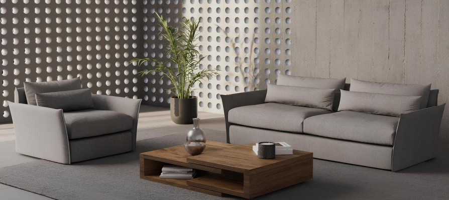 Sofa z fotelem w nowoczesnym stylu do salonu