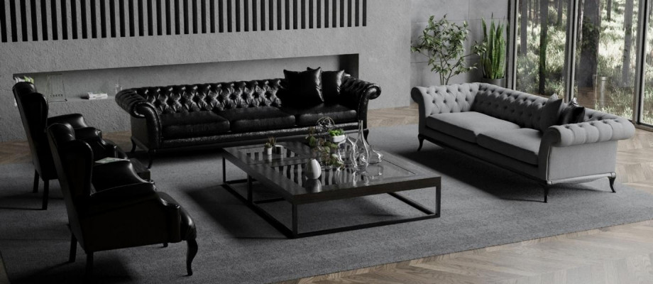 Zestaw wypoczynkowy 2x sofa z fotelem w nowoczesnym eleganckim designie