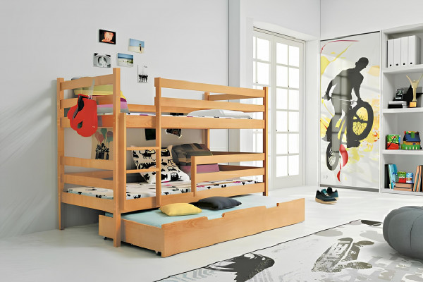 3 łóżka piętrowe łóżko na podwyższeniu łóżko dwuosobowe 3 łóżka z litego drewna