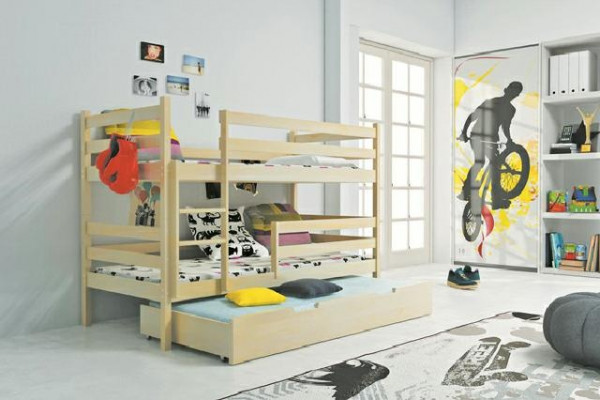 3 łóżka piętrowe łóżko na podwyższeniu łóżko dwuosobowe 3 łóżka z litego drewna