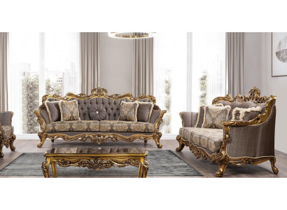Ustawić Zestaw sofowy 3+3 miejsce do siedzenia Sofa Sofy Zestaw Barokowy Luksusowy Barokowy Salon