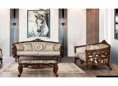 Zestaw sofowy 3+3 miejsce do siedzenia Grupa Sofa Fotel Sofy Materiał Klasyczny Zestaw Barokowy