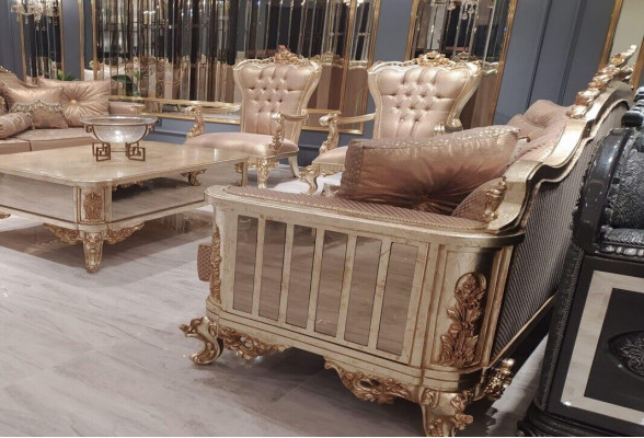 Zestaw sofowy 3+3+1+1 miejsce do siedzenia stolik kawowy Sofa Fotel Sofy Materiał Luksusowy Zestaw 5-częściowy