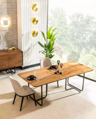 Design Stół obiadowy 4x Krzesła jadalnia Ustaw Zestaw kompletów jadalnianych Drewno 5-szt