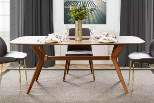 Stół obiadowy w stylu włoskim 4x Krzesła Drewno Tabela zestaw do jadalni Modern Design 5-częściowy
