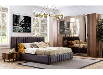 Sypialnia Design Zestaw Ustawić łóżko 2x Szafki nocne 4 szt. Meble Nowe