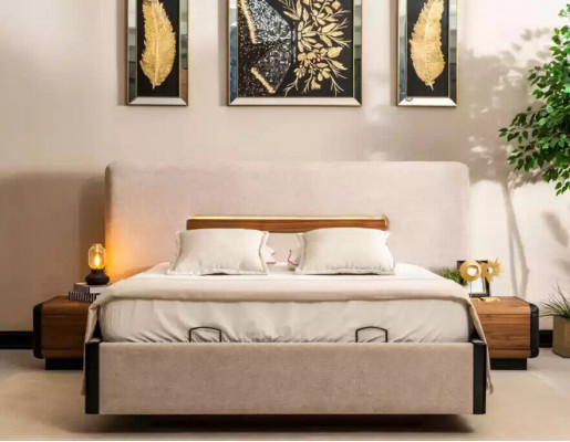 Łóżko Meble Design łóżko Podwójne łóżko Luxury Sypialnia Włókienniczy Drewno Nowe