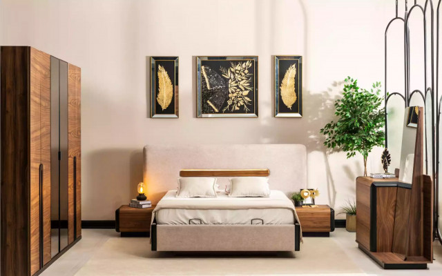 Łóżko Meble Design łóżko Podwójne łóżko Luxury Sypialnia Włókienniczy Drewno Nowe