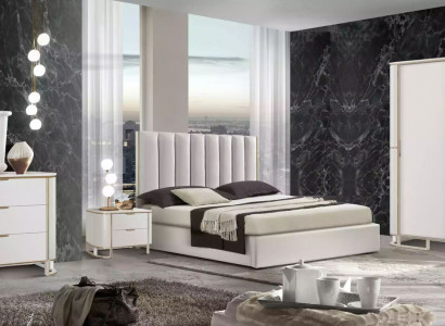 Łóżko 2x Szafki nocne Kredens Zestaw Sypialnia 6-częściowy Design Luxury nowość