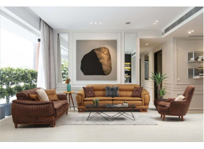Zestaw sofowy Sofa Ustaw Kompletny zestaw wypoczynkowy 3+3+1 miejsce do siedzenia Fotel