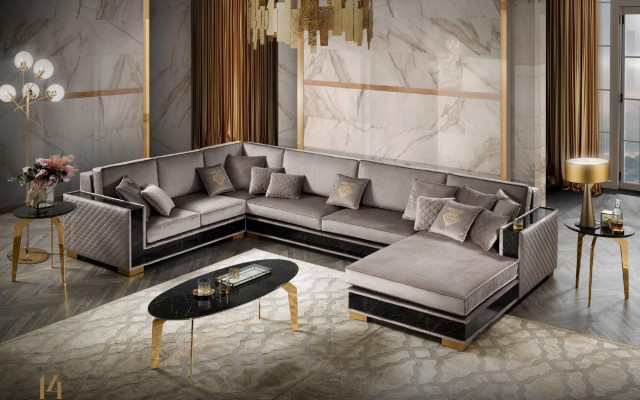 Narożnikowa kanapa Kształt U Sofa Couch Design Podkładka Włókienniczy Sofy Siedziba Meble Żywy krajobraz