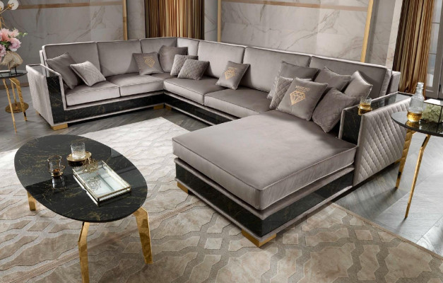 Narożnikowa kanapa Kształt U Sofa Couch Design Podkładka Włókienniczy Sofy Siedziba Meble Żywy krajobraz