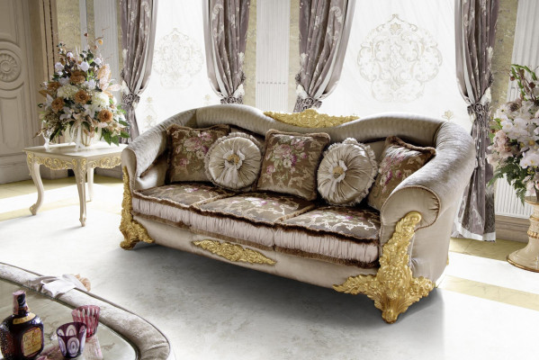 Sofa Kanapa Włókienniczy Sofa 3 miejsce do siedzenia Włókienniczy Trzyosobowa Design Podkładka Luxury Siedziba Nowość