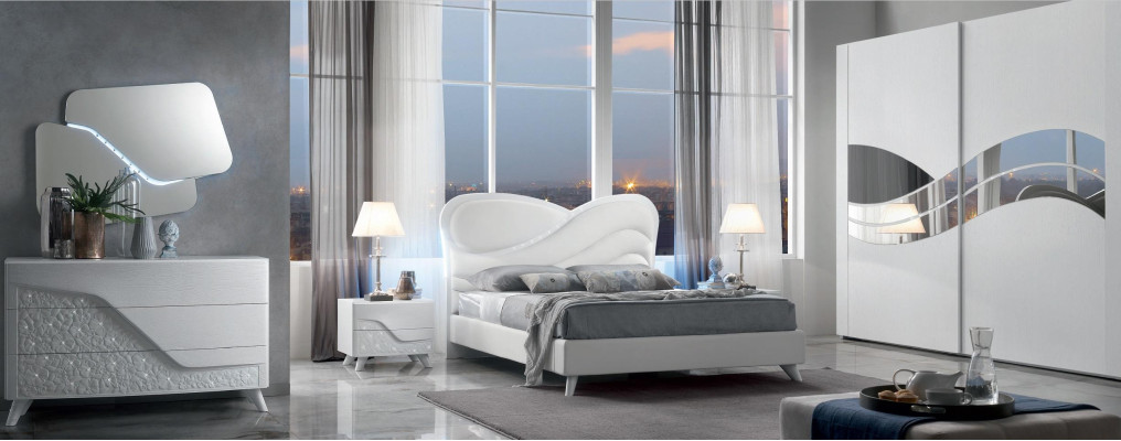 Luksusowy zestaw 2 sztuki Kredens Lustro Komody Drewno konsola Modern Design Biały Nowy