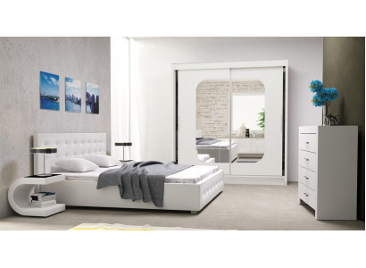Sypialnia Zestaw Design Meble 4 sztuki nowoczesne luksusowe Podwójne łóżko 2x Stolik nocny