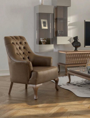 Brown Chesterfield Luxury Zestaw sofowy Nowoczesny trzymiejscowy Fotel Włókienniczy