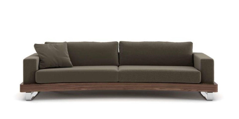Nowoczesna trzyosobowa sofa tapicerowana z kompletem wypoczynkowym z drewnianą ramą