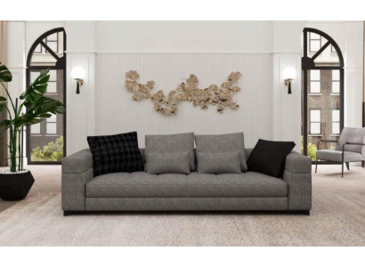 Szara Sofa Trzyosobowa Sofa do Salonu Drewniana Rama Kolekcja Sof