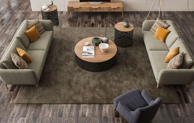 Oliwkowa, trzyosobowa, nowoczesna sofa do salonu z rozkładaną sofą