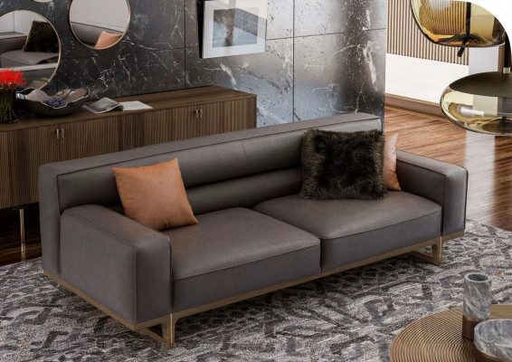 Szara, trzyosobowa, nowoczesna, luksusowa kanapa, meble do salonu, sofa do salonu