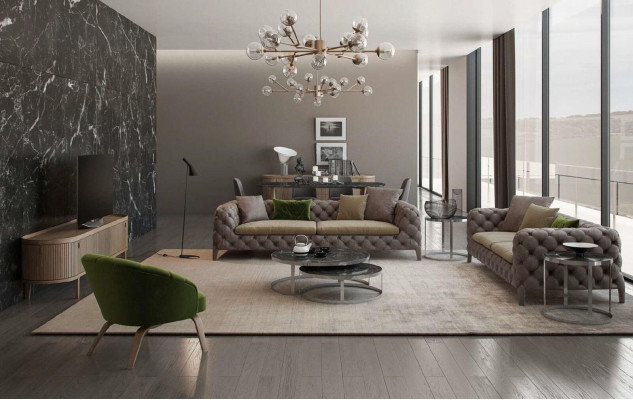 Chesterfield Czteromiejscowa taupe Nowoczesna kanapa do salonu Nowoczesne nowe