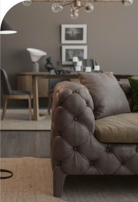 Chesterfield Czteromiejscowa taupe Nowoczesna kanapa do salonu Nowoczesne nowe