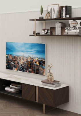 Nowoczesna Jednostka Ścienna Salon Półka Szafa Szafki Pod TV Brązowe