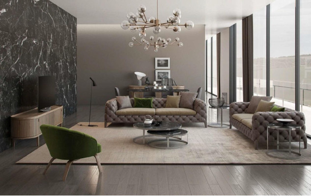 Tauper Chesterfield Trzyosobowa luksusowa nowoczesna sofa w stylu mebli do salonu