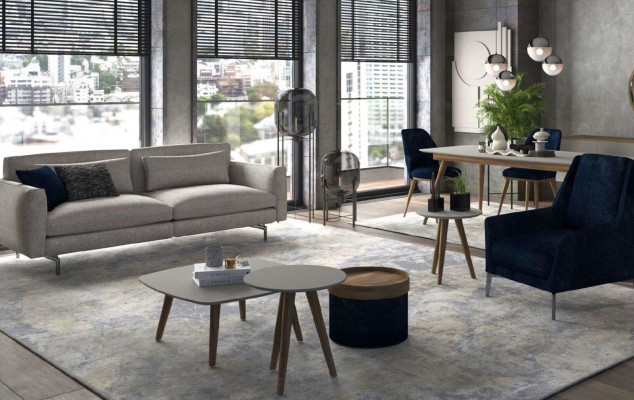 Szara Sofa Kolekcja Sof Zestaw mebli do siedzenia Meble do salonu Kanapa Włókienniczy