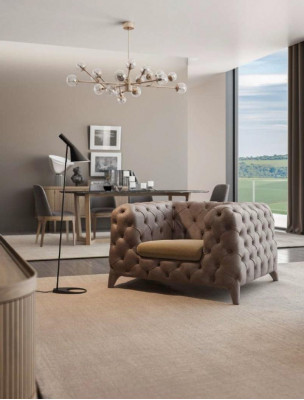 Chesterfield Taupe Fotel Chesterfield Fotel Tapicerowany pokój dzienny Fotel