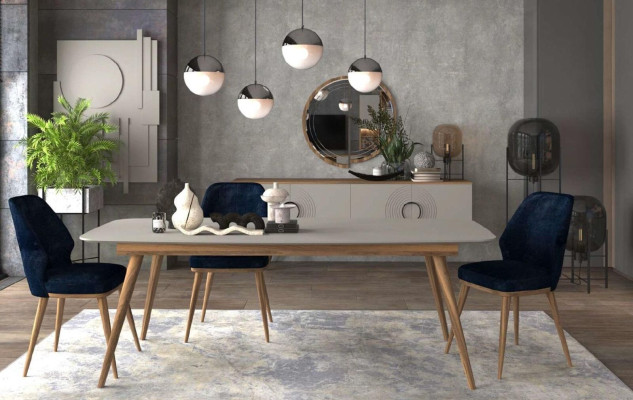 Niebieskie krzesło do jadalni Luksusowe nowoczesne meble kuchenne Designerskie meble drewniane