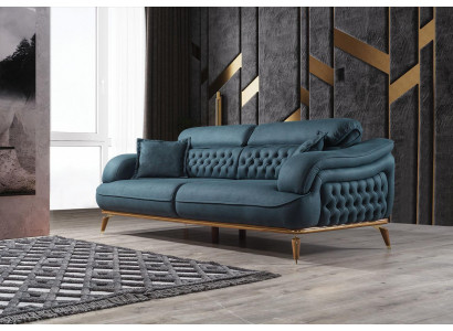 Sofa do Salonu 3 miejsce do siedzenia Sofa Meble Drewno Blue Podkładka Meble Sofa Nowość