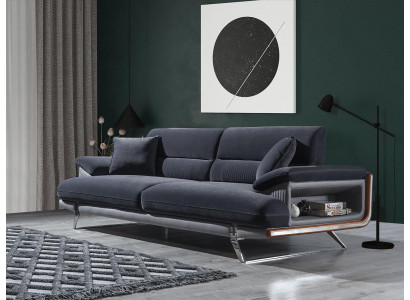 Sofa 3 miejsce do siedzenia Włókienniczy Sofy Czarny Materiał Meble Styl Nowoczesny Trzyosobowy