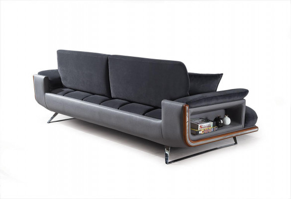Sofa 3 miejsce do siedzenia Włókienniczy Sofy Czarny Materiał Meble Styl Nowoczesny Trzyosobowy